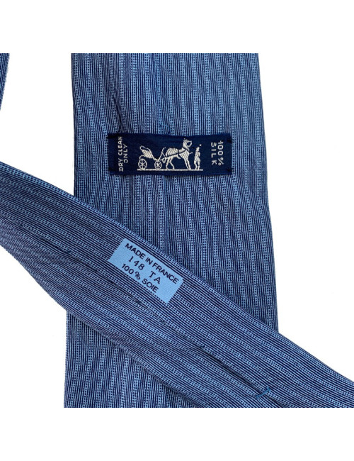 Cravate HERMES bleue à rayures en soie