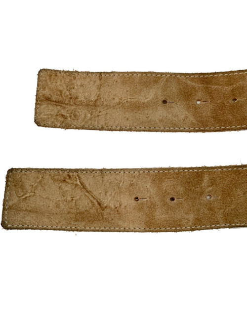 Ceinture Chanel Daim beige et boucle métal Taille 75