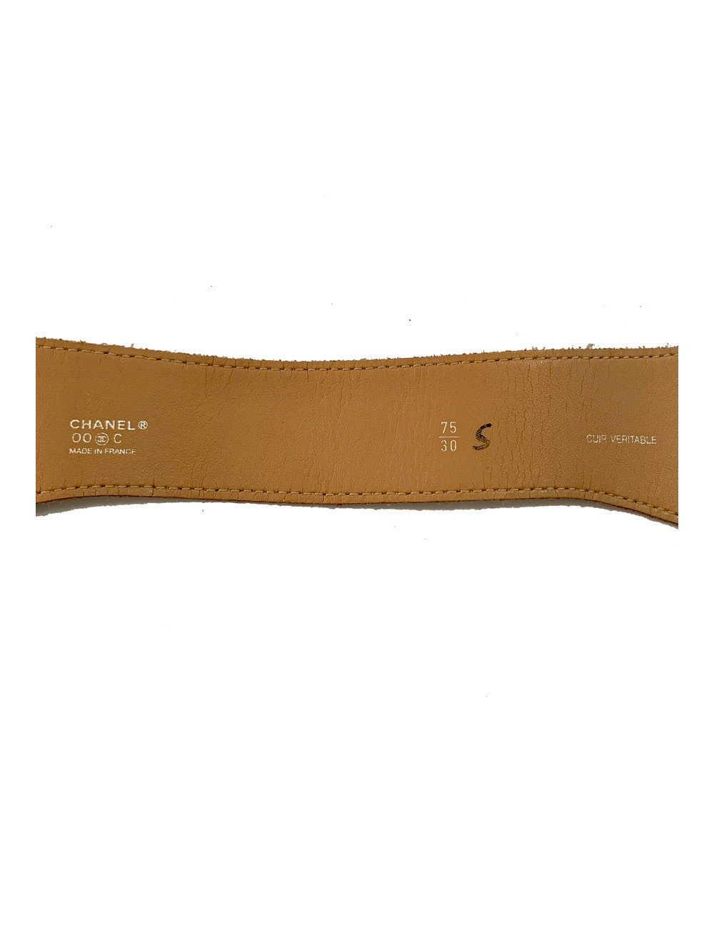 CHANEL beige calfskin suede belt