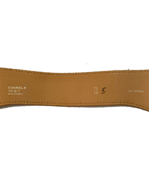 CHANEL beige calfskin suede belt