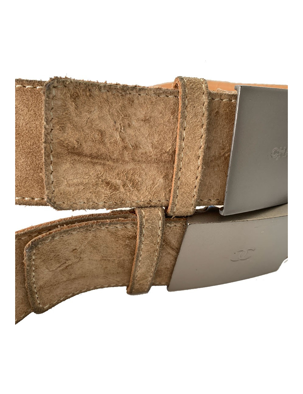 CHANEL beige calfskin suede belt