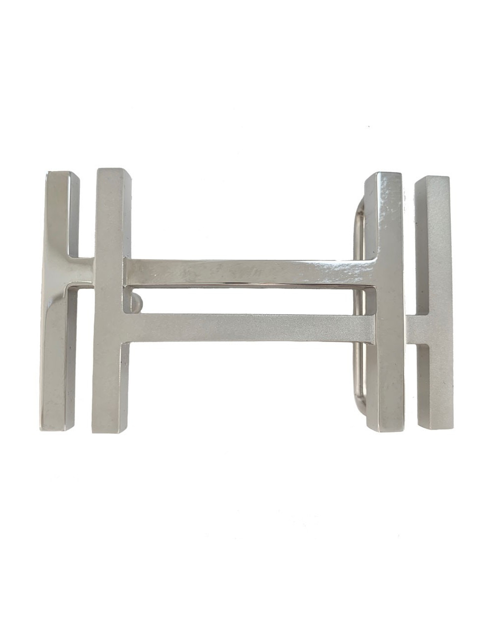 Boucle double H HERMES métal brillant et mat