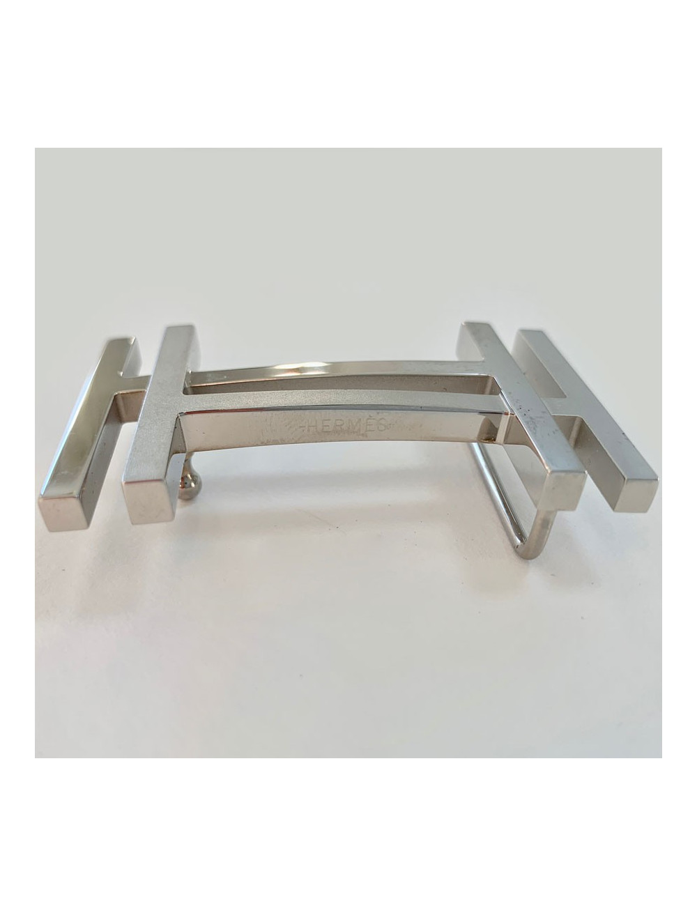 Boucle double H HERMES métal brillant et mat