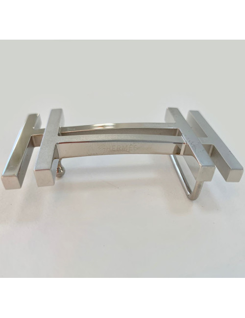 Boucle double H HERMES métal brillant et mat