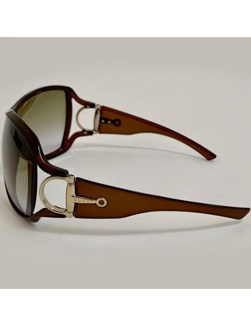 Lunettes de soleil GUCCI marron en plastique