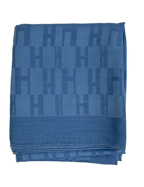 Etole Façonnée Grand H HERMES en soie et laine bleue
