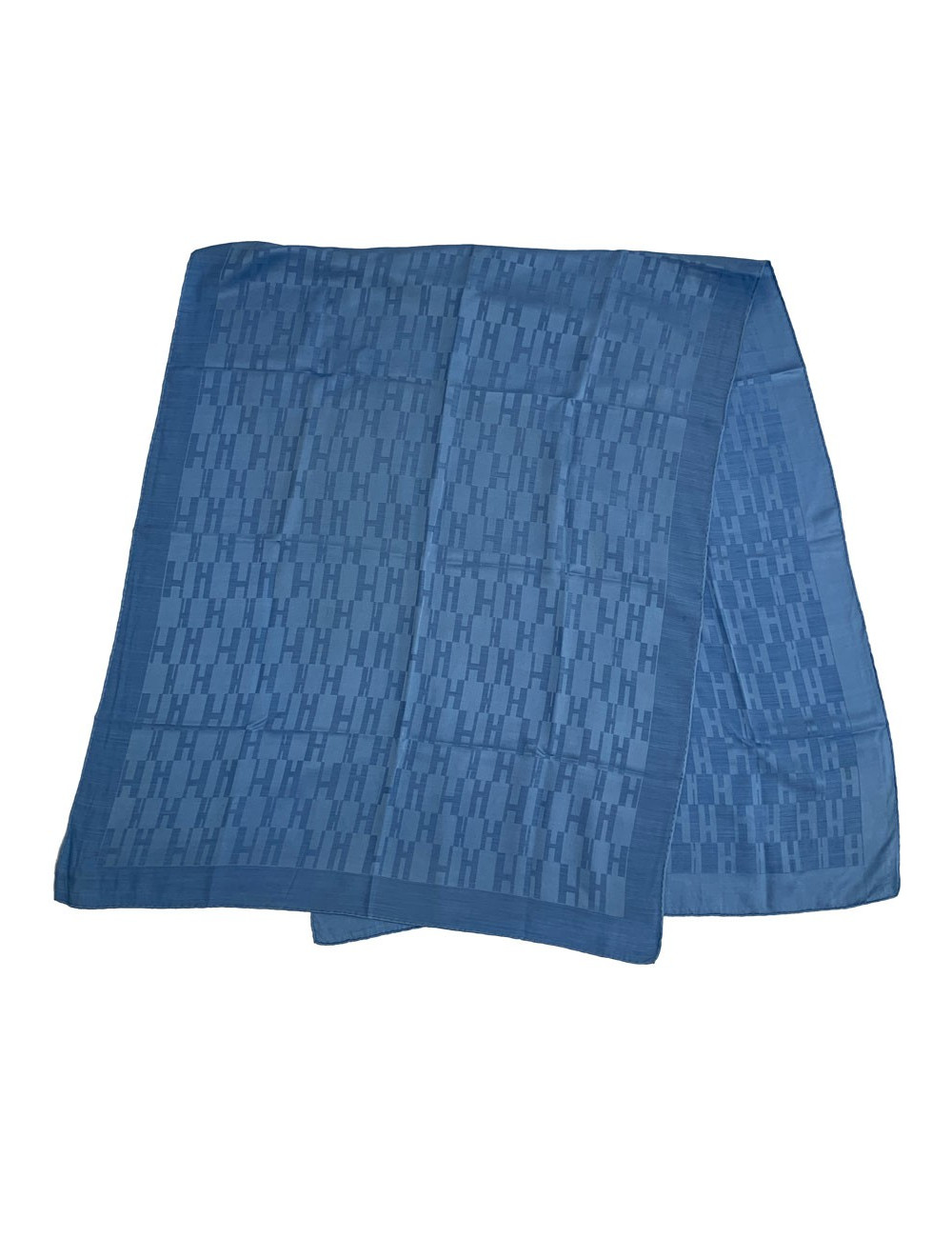 Etole Façonnée Grand H HERMES en soie et laine bleue