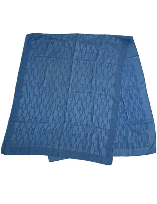 Etole Façonnée Grand H HERMES en soie et laine bleue