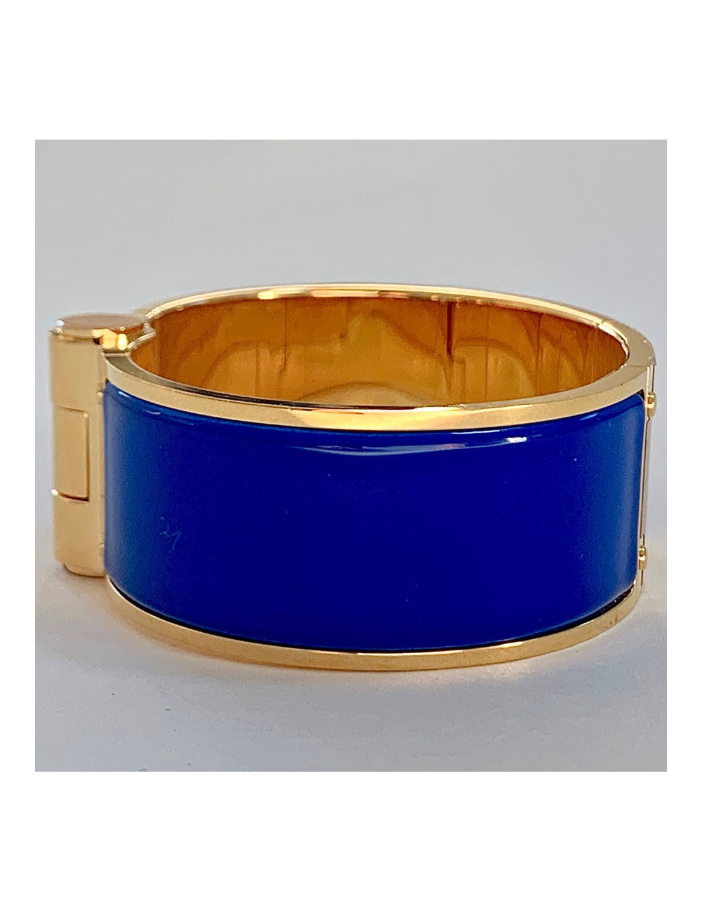 Bracelet Charnière HERMES bleu royal large