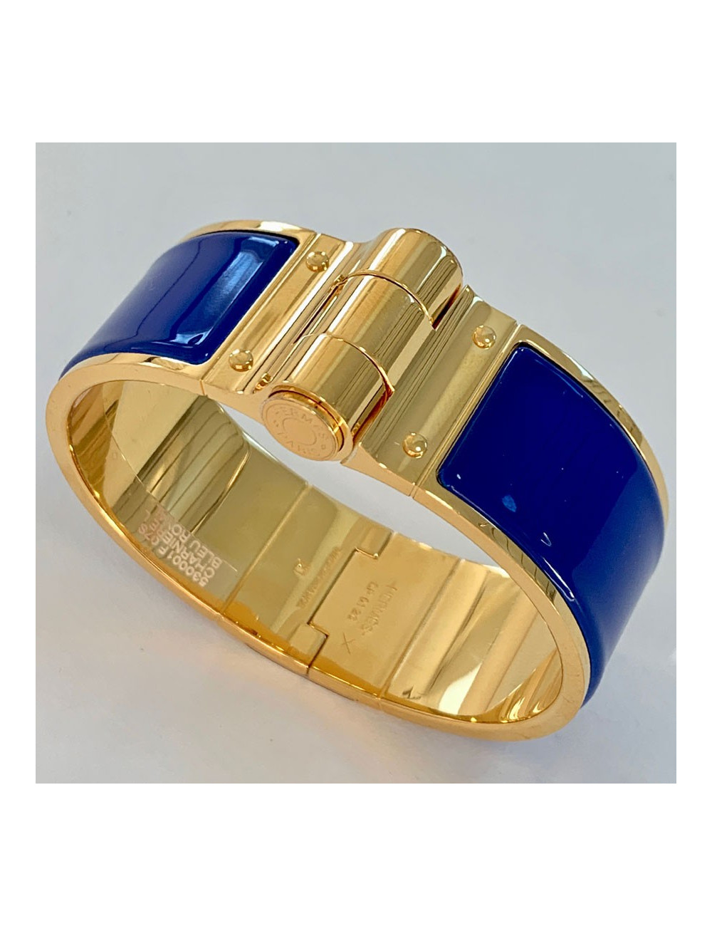 Bracelet Charnière HERMES bleu royal large