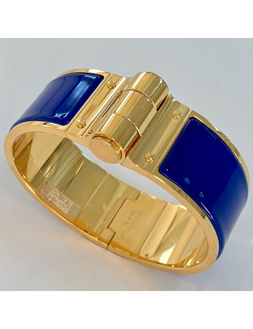 Bracelet Charnière HERMES bleu royal large