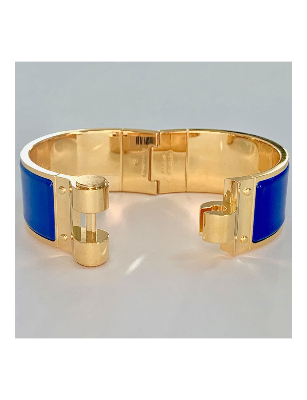 Bracelet Charnière HERMES bleu royal large