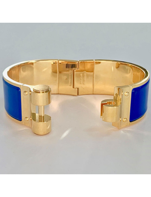 Bracelet Charnière HERMES bleu royal large