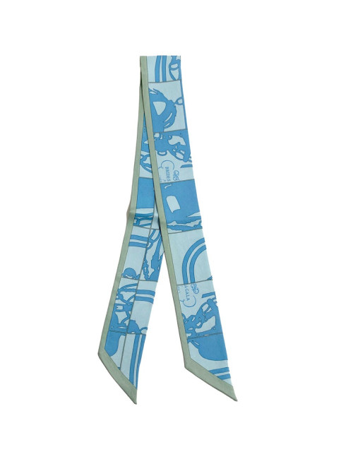 Twilly HERMES Brides de Gala en soie bleue