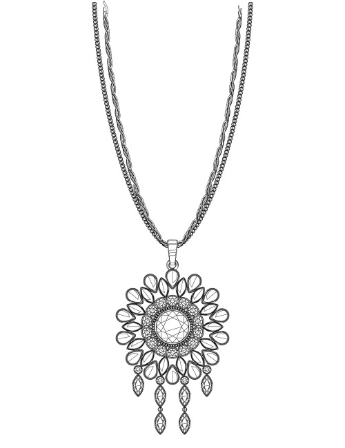 Sautoir CHANEL chaine entrelacé de cuir noir 