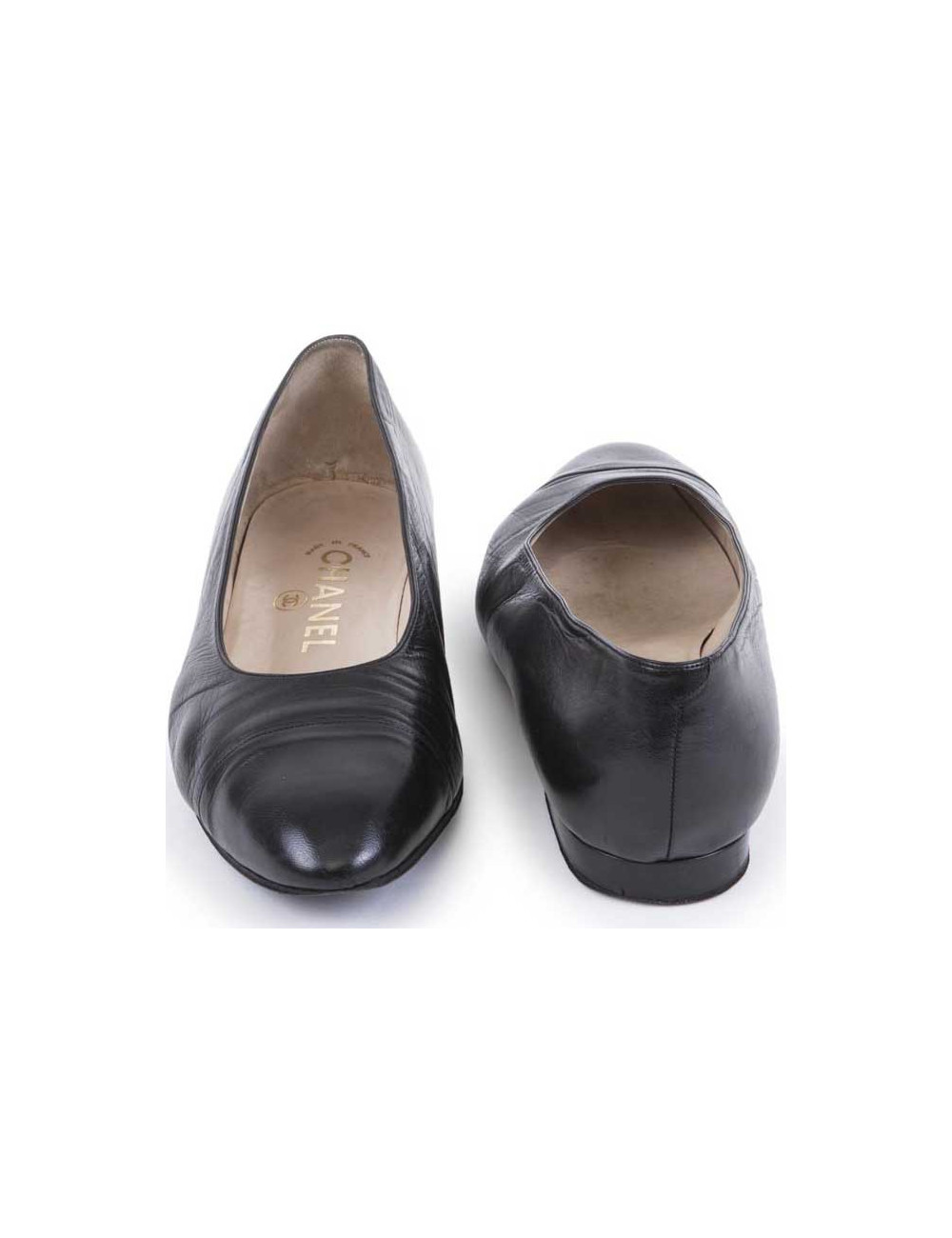 Ballerines CHANEL T 39.5 cuir d'agneau noir