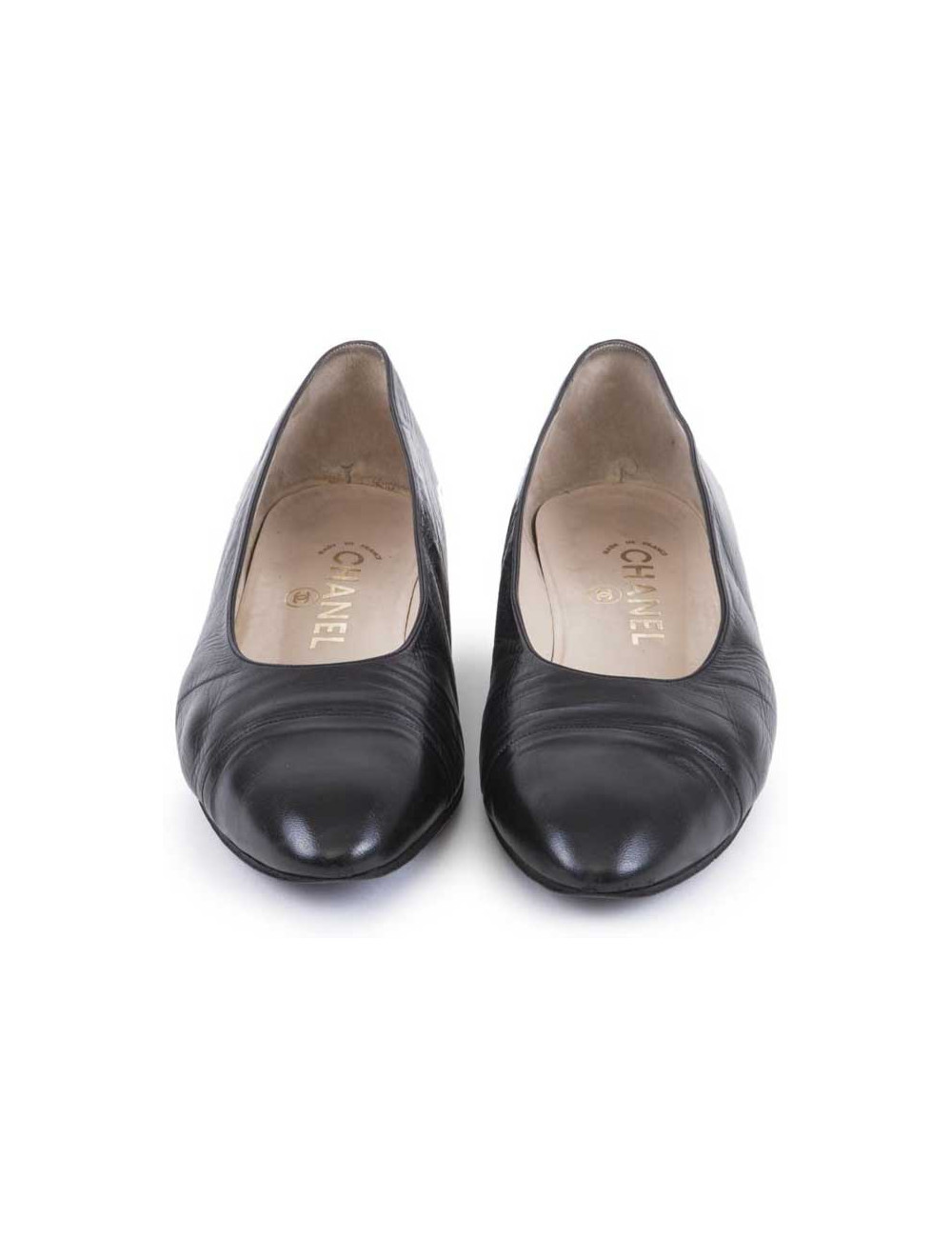 Ballerines CHANEL T 39.5 cuir d'agneau noir