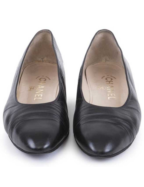 Ballerines CHANEL T 39.5 cuir d'agneau noir
