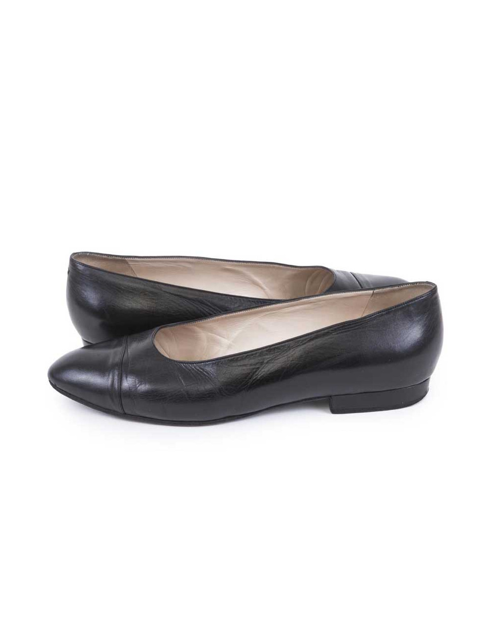 Ballerines CHANEL T 39.5 cuir d'agneau noir
