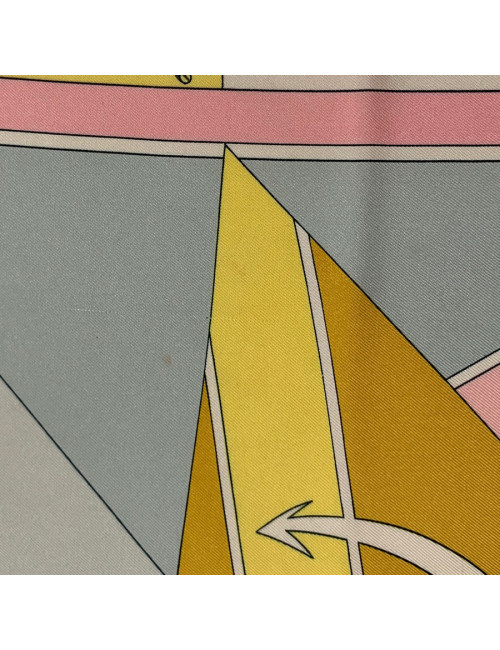 Carré HERMES Sextants rose pâle en soie