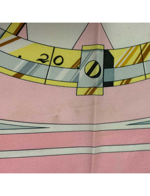 Carré HERMES Sextants rose pâle en soie