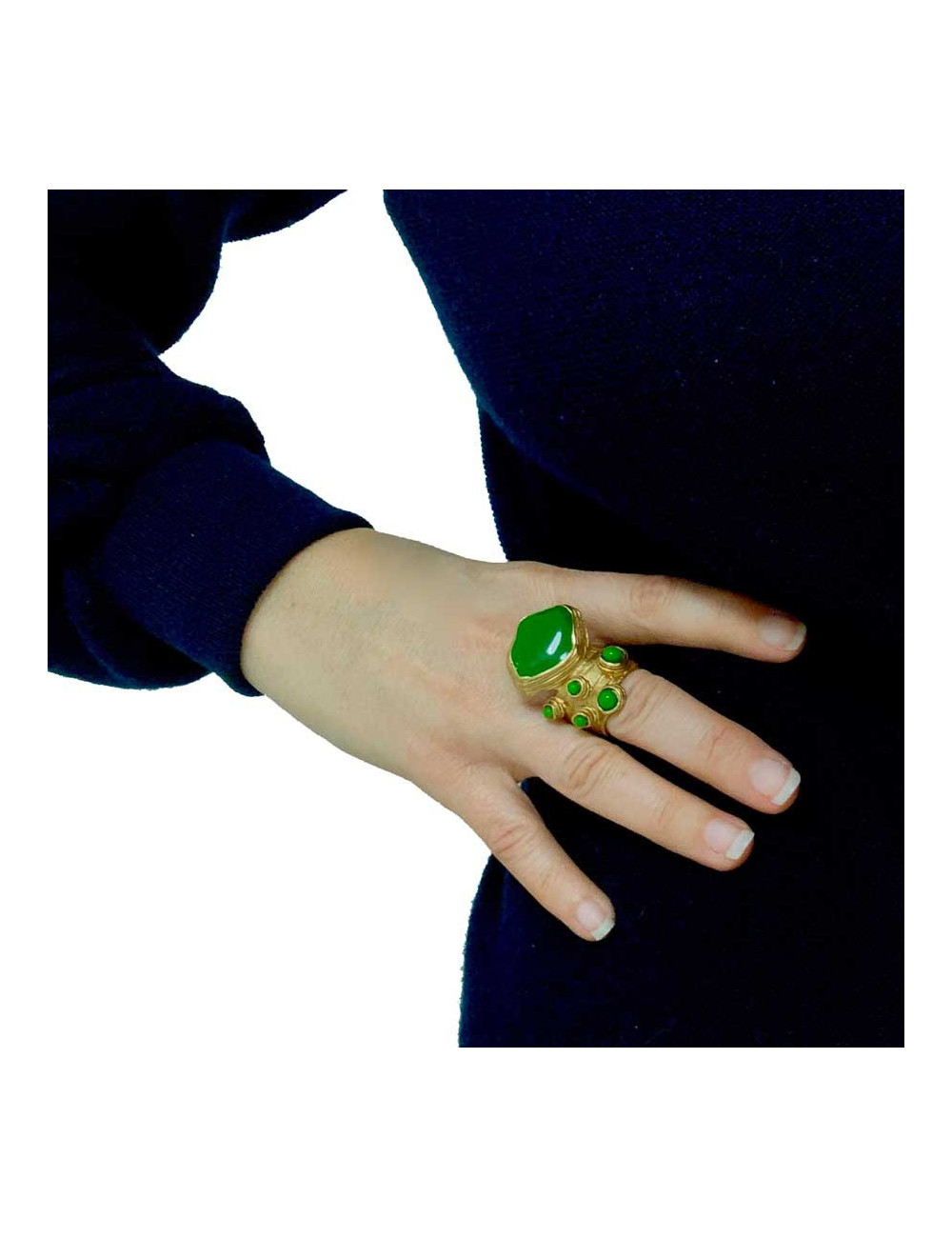 Bague SAINT LAURENT Arty vert lime par Stefano Pilati