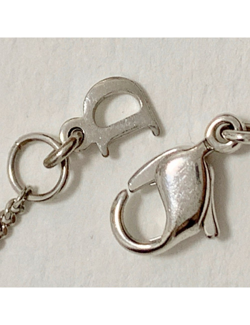 DIOR silver metal and rhinestone cross bracelet