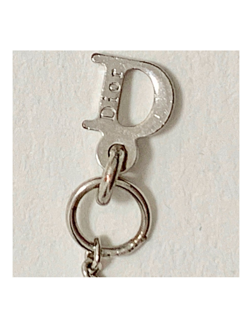 DIOR silver metal and rhinestone cross bracelet