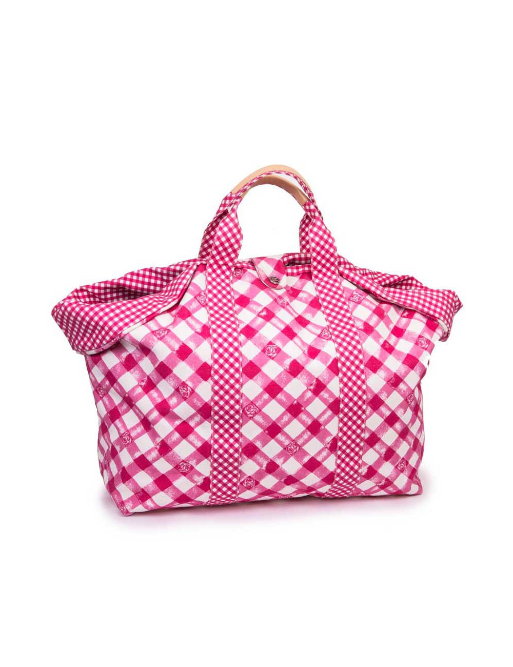 Sac CHANEL Cabas rose et blanc