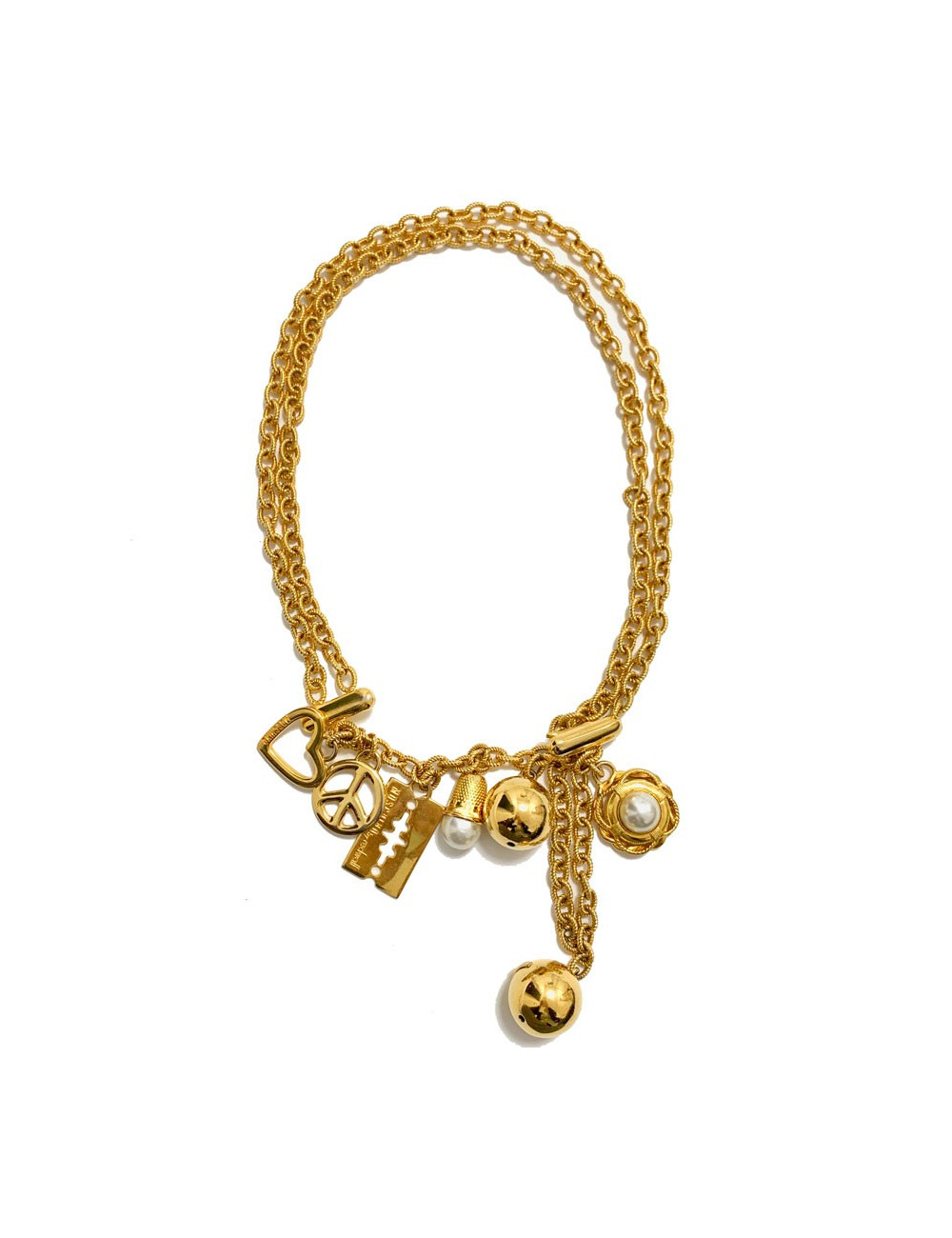 Ceinture sautoir MOSCHINO Redwall chaine dorée et breloques