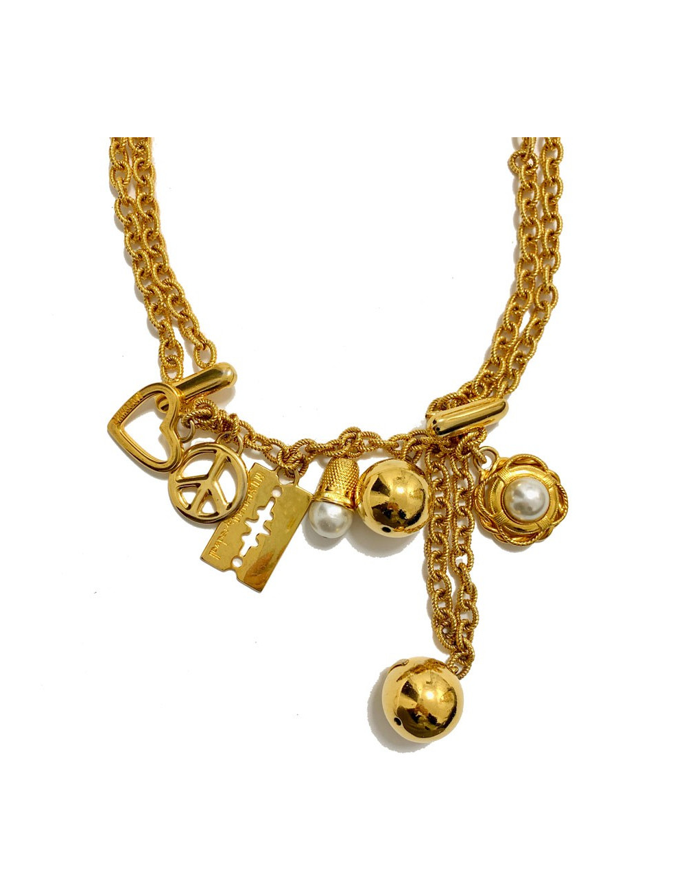 Collier ceinture MOSCHINO by Redwall chaine dorée et charms
