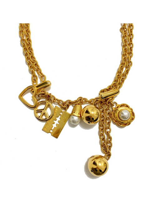 MOSCHINO by Redwall Chain Necklace-Belt and Charms in Gilded Metal