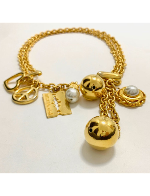 MOSCHINO by Redwall Chain Necklace-Belt and Charms in Gilded Metal