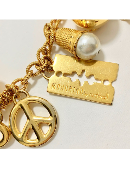 MOSCHINO by Redwall Chain Necklace-Belt and Charms in Gilded Metal