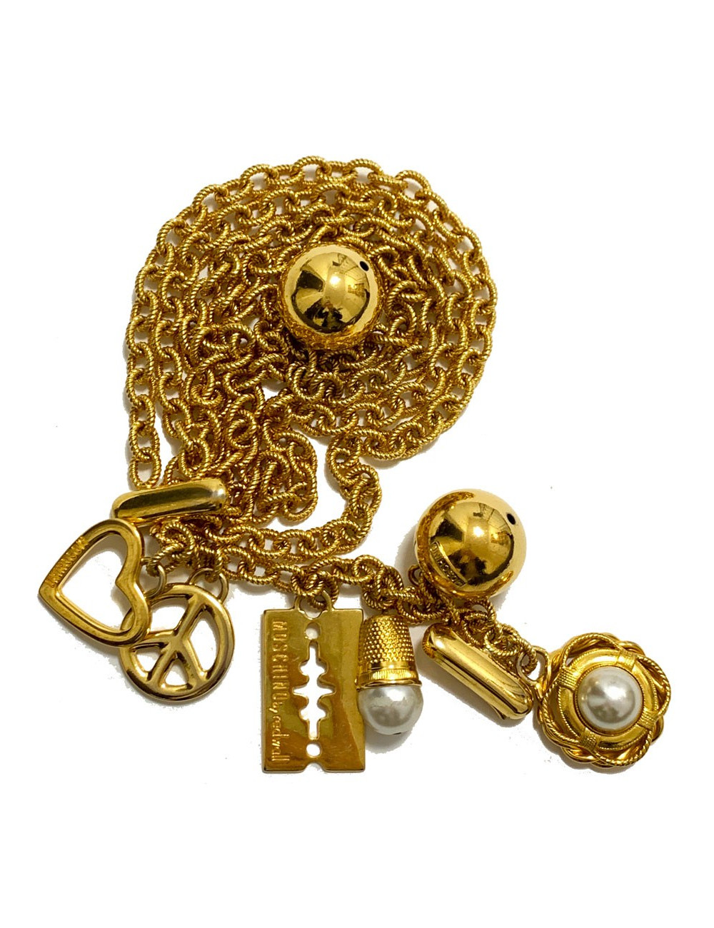 Collier ceinture MOSCHINO by Redwall chaine dorée et charms