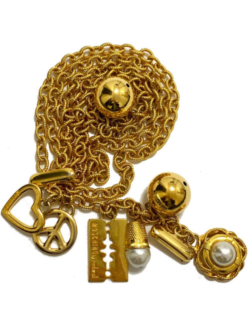 Collier ceinture MOSCHINO by Redwall chaine dorée et charms