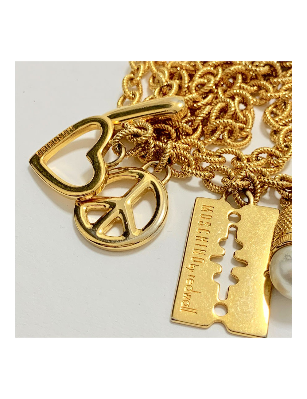 MOSCHINO by Redwall Chain Necklace-Belt and Charms in Gilded Metal