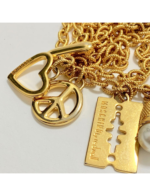 MOSCHINO by Redwall Chain Necklace-Belt and Charms in Gilded Metal
