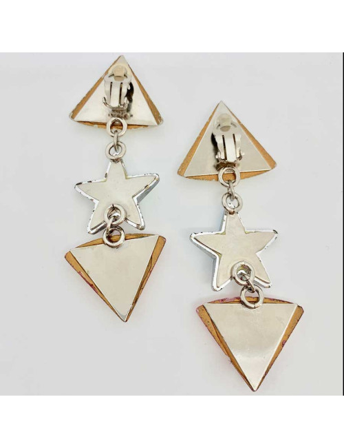 MANQUE PA Clips d'oreilles fantaisie étoile  vintage en résine