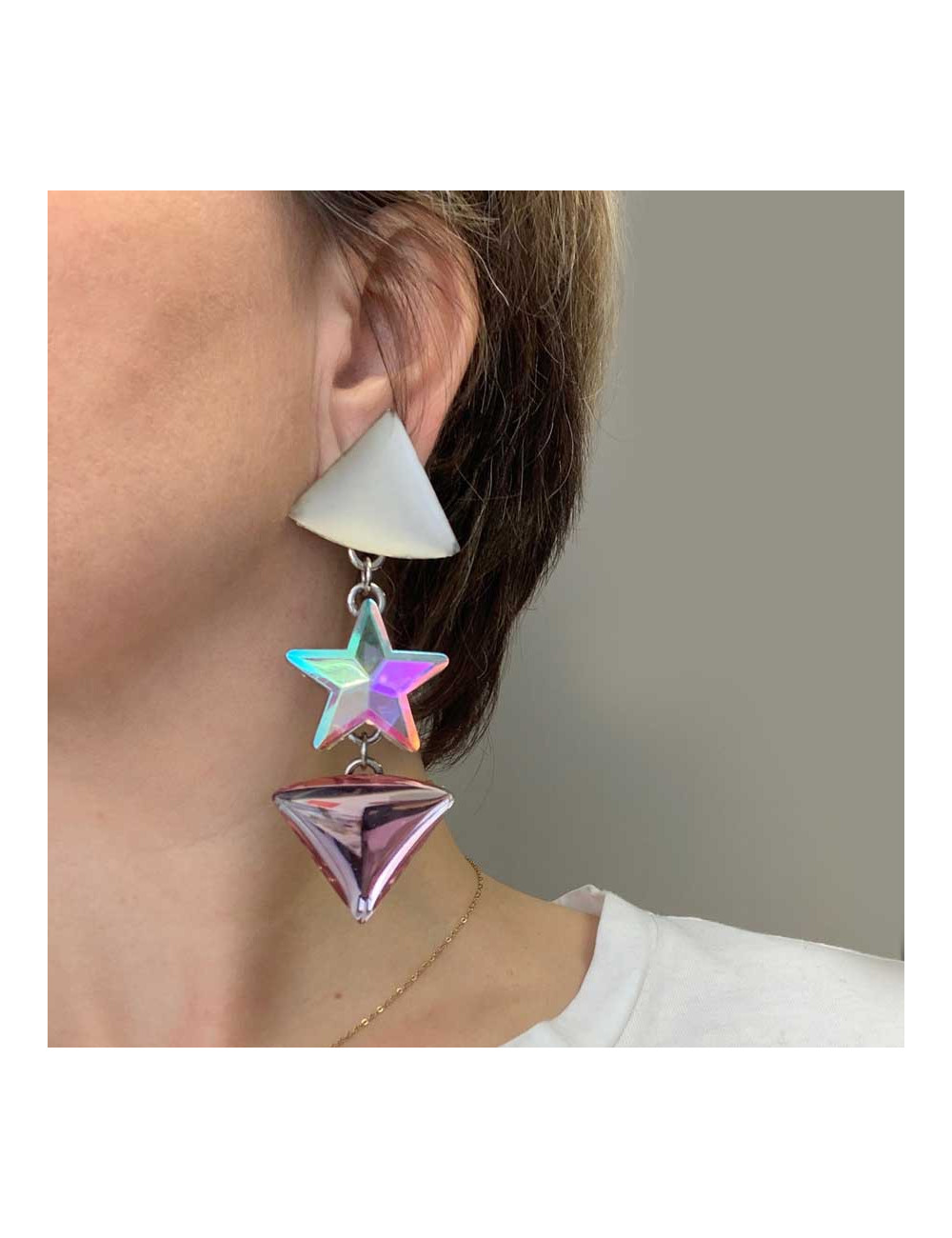 MANQUE PA Clips d'oreilles fantaisie étoile  vintage en résine