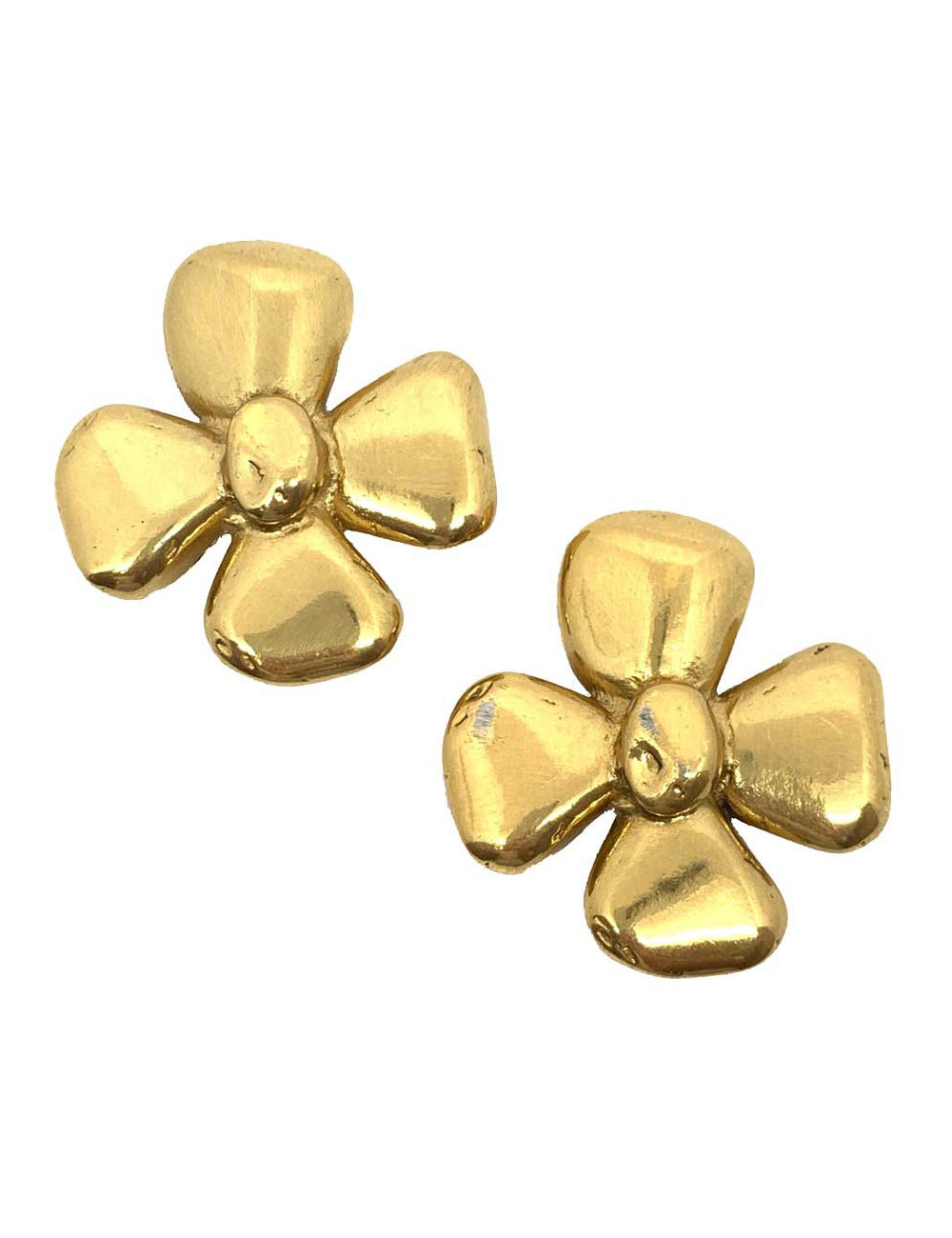 Clips trèfles Saint LAURENT vintage en métal doré