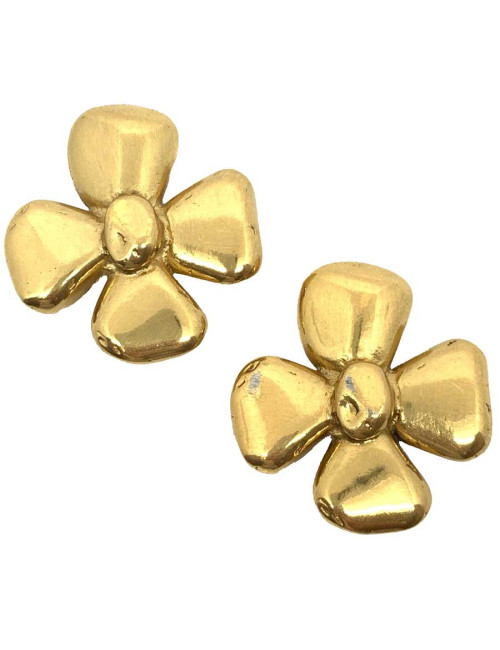 Clips trèfles Saint LAURENT vintage en métal doré