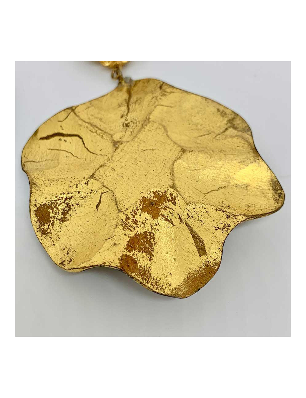 Boucles d'oreilles clips feuille bronze et doré vintage non signées