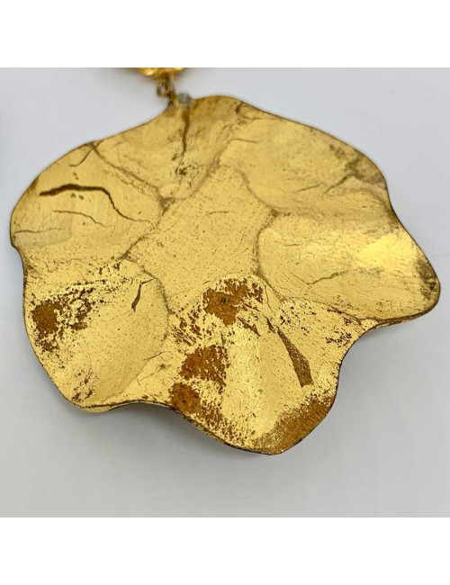 Boucles d'oreilles clips feuille bronze et doré vintage non signées