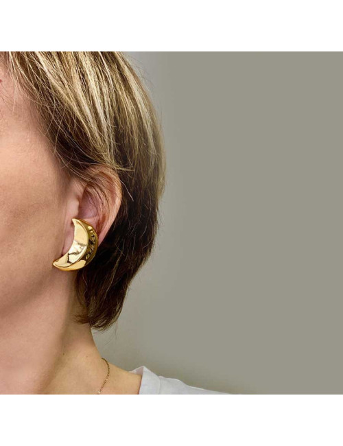 Clips d'oreilles Lune SAINT LAURENT doré
