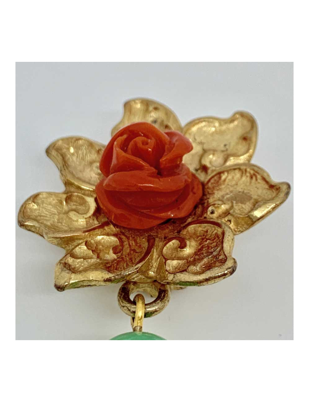 Boucles d'oreille fleur YSL vintage en métal doré