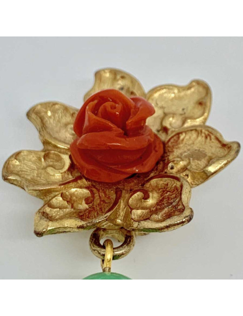 Boucles d'oreille fleur YSL vintage en métal doré