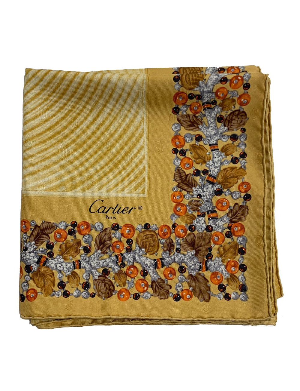 Foulard CARTIER Horloge Bijoux animaux en soie or