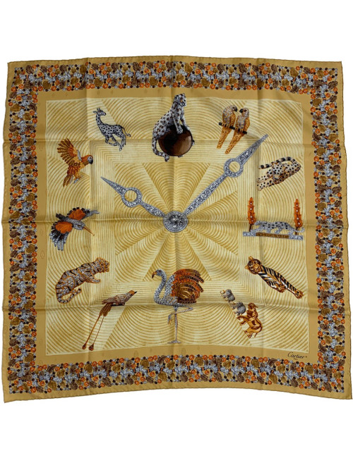 Foulard CARTIER Horloge Bijoux animaux en soie or