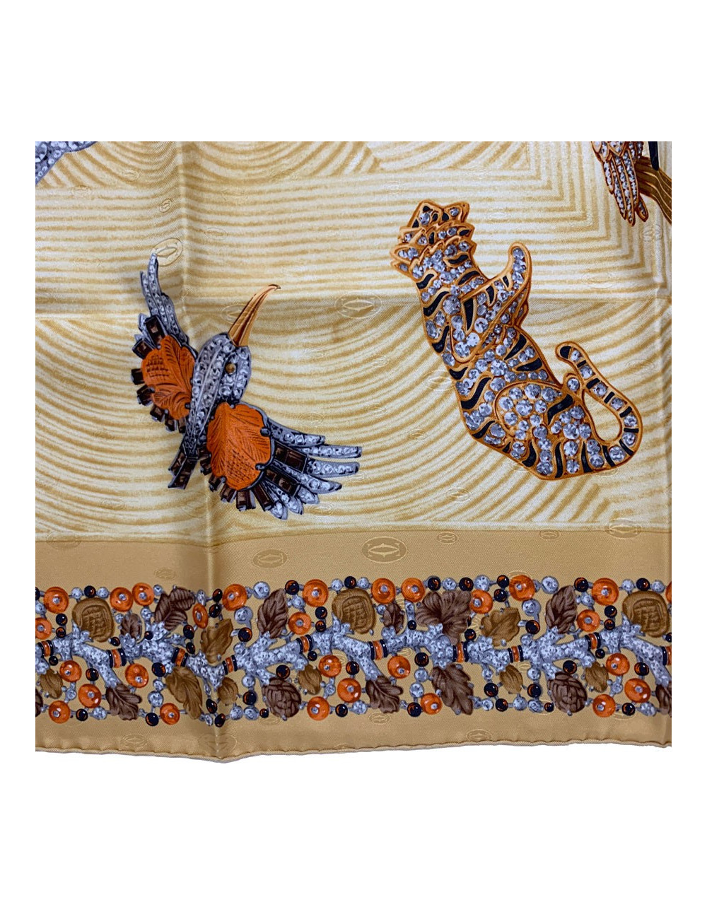 CARTIER clock print silk square scarf